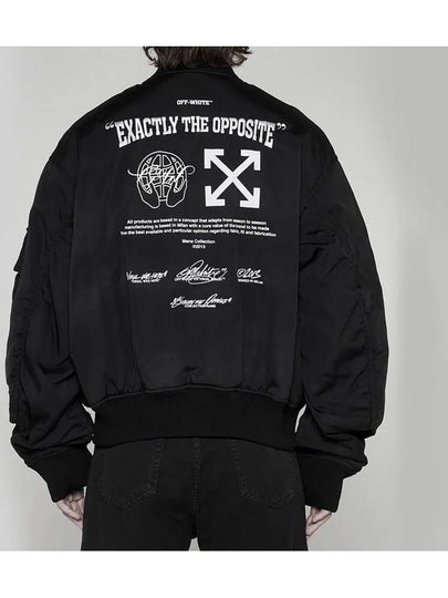 Embroidery Logo Bomber Jacket Black - OFF WHITE - BALAAN 2