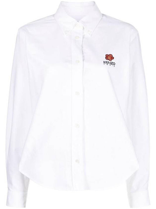 Women's Balk Flower Crest Slim Long Sleeve Shirt White - KENZO - BALAAN.