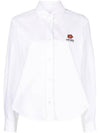 Women's Balk Flower Crest Slim Cotton Long Sleeve Shirt White - KENZO - BALAAN 1