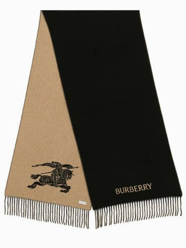 Reversible EKD Cashmere Muffler Camel Black - BURBERRY - BALAAN 1