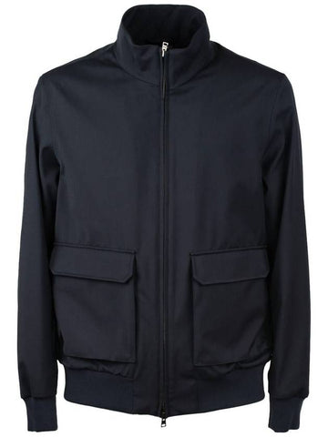 Herno Layers Wool Storm Blue Bomber Jacket - HERNO - BALAAN 1