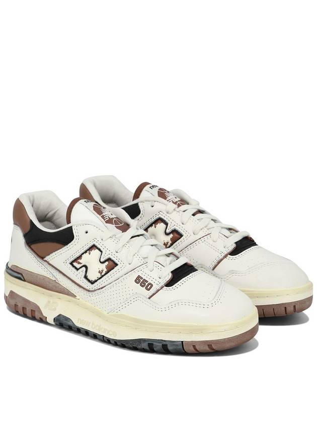 '550' White And Brown Low Top Sneakers With Logo And Contrasting Details In Leather Man - NEW BALANCE - BALAAN 2