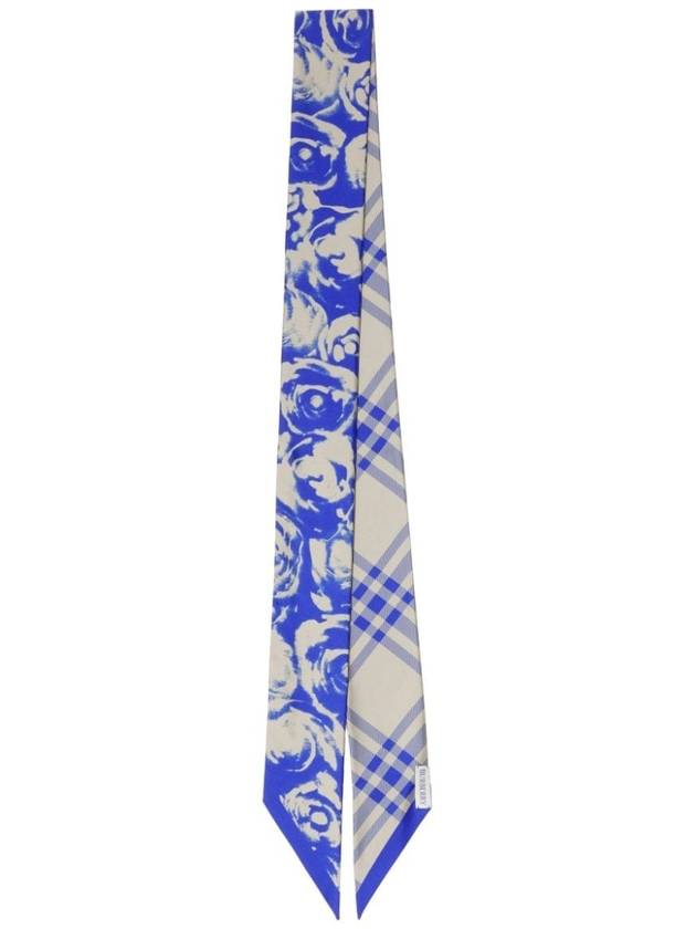 Reversible Rose Print Silk Scarf Blue - BURBERRY - BALAAN 5