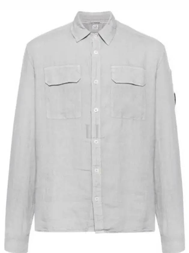 Linen Pocket Long Sleeve Shirt Grey - CP COMPANY - BALAAN 2