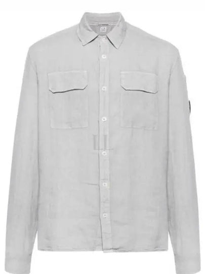 Linen Pocket Long Sleeve Shirt Grey - CP COMPANY - BALAAN 2