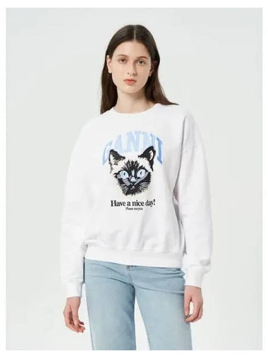 Lee Soli Cat Oversized Sweatshirt Bright White Domestic Product GM0024082114660 - GANNI - BALAAN 1