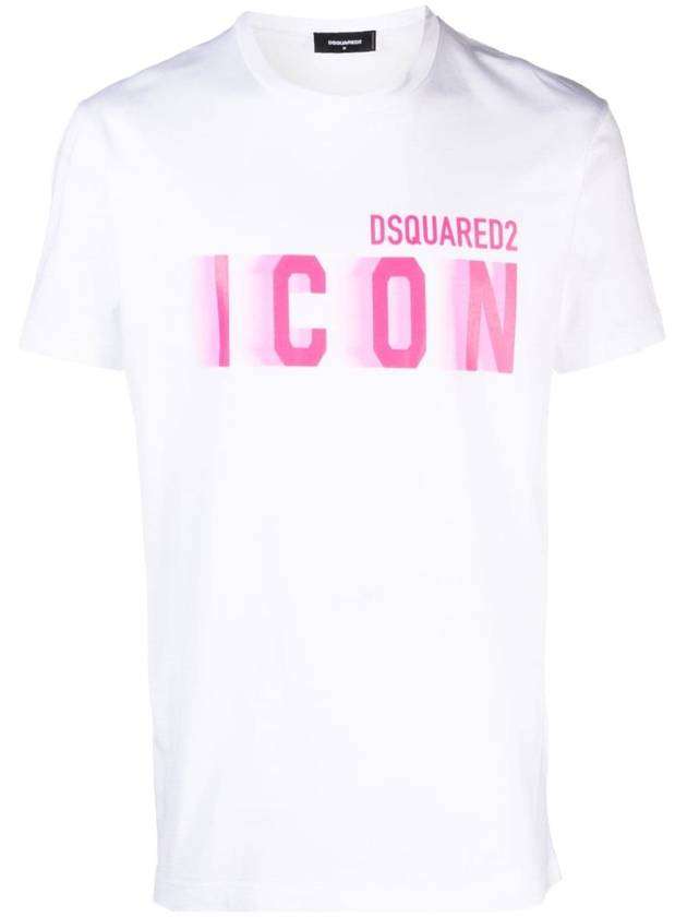 short sleeve t-shirt S79GC0082 S23009 967X WHITE PINK FLUO - DSQUARED2 - BALAAN 2