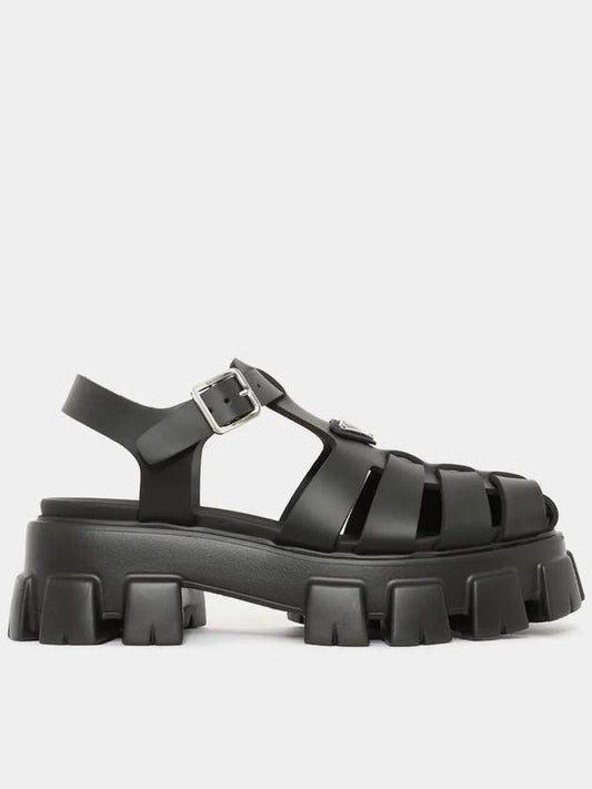 triangle logo chunky rubber sandals black - PRADA - BALAAN 2