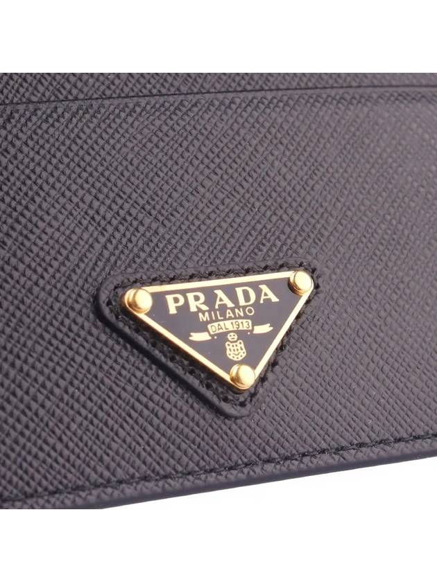 Saffiano Leather Triangle Logo Card Wallet Black Gold - PRADA - BALAAN 3