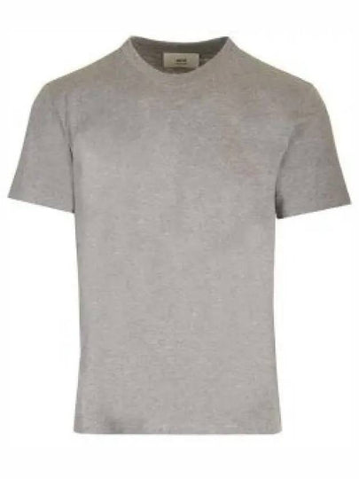 Embroidered Logo Cotton Short Sleeve T-Shirt Grey - AMI - BALAAN 2