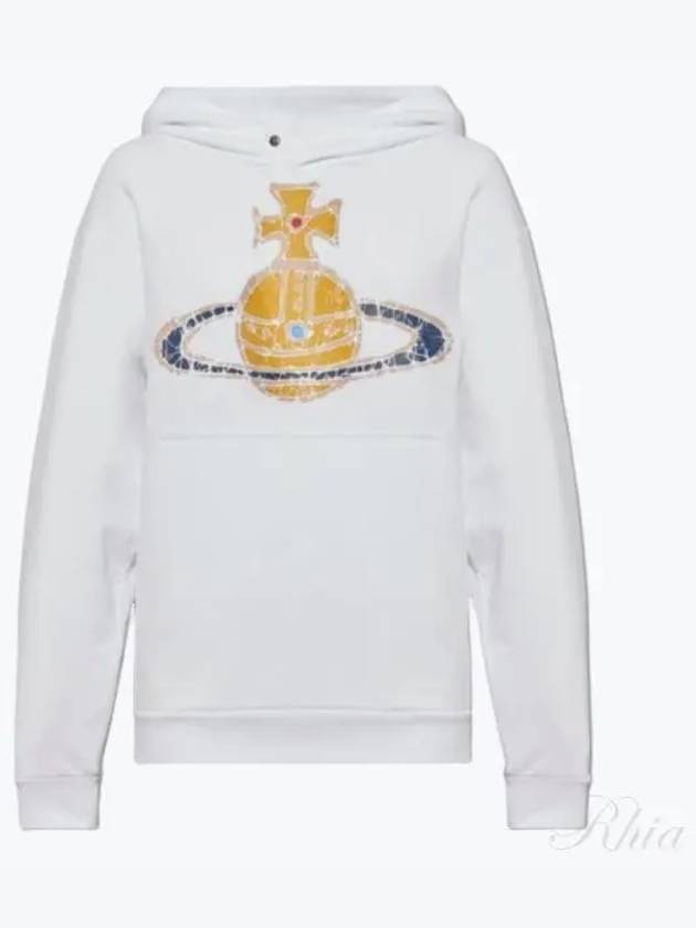 Embroidered Logo Cotton Hoodie White - VIVIENNE WESTWOOD - BALAAN 2