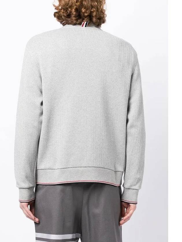 Men's Trimmed Herringbone Cotton Sweatshirt Grey - THOM BROWNE - BALAAN 6