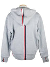 Center Back Stripe Cotton Zip Up Hoodie Light Grey - THOM BROWNE - BALAAN 4