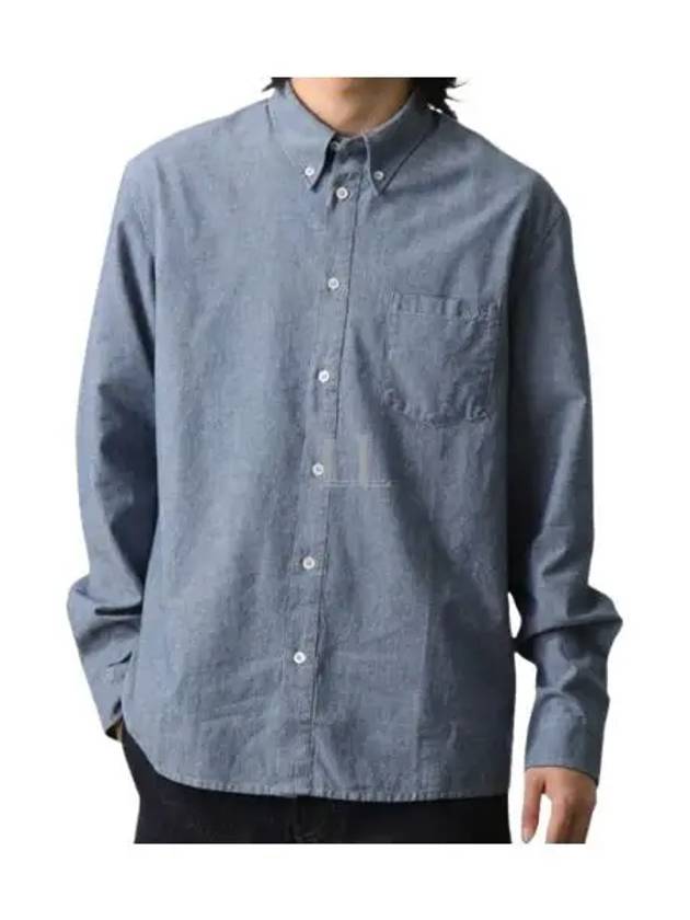 Chemise Edouard Logo Washing Denim Long Sleeve Shirt Blue - A.P.C. - BALAAN 2