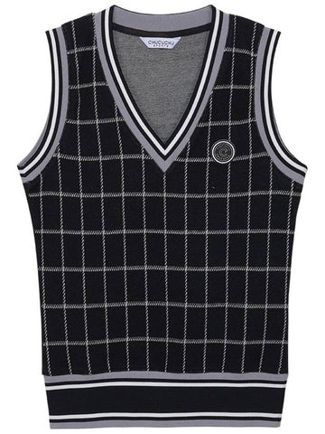 C23FVT008W Pole Check V-neck Vest - CHUCUCHU - BALAAN 1