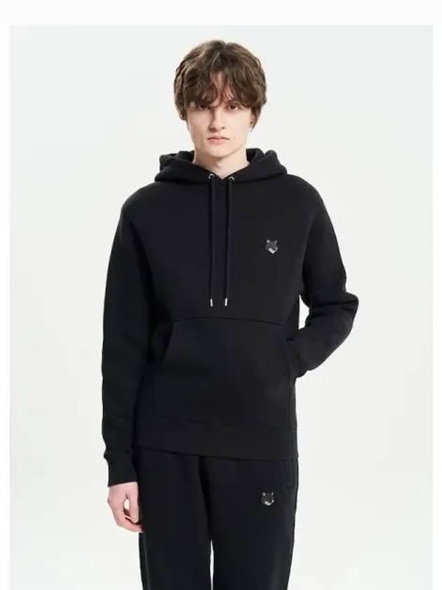 Men s Foxhead Patch Comfort Hooded Sweatshirt Hoodie Black Domestic Product - MAISON KITSUNE - BALAAN 1