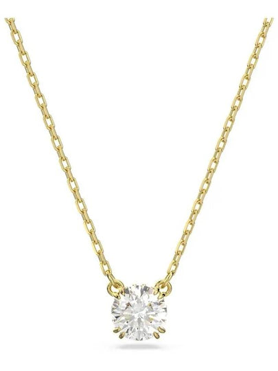 Stilla Round Zirconia Pendant Necklace Gold - SWAROVSKI - BALAAN 2