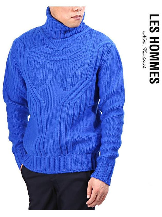 Men's Wool Turtleneck Blue - LES HOMMES - BALAAN 2