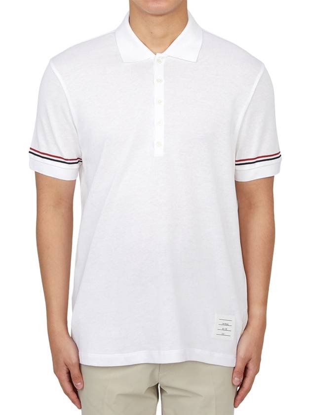 Lightweight Cotton Short Sleeve Polo Shirt White - THOM BROWNE - BALAAN 2