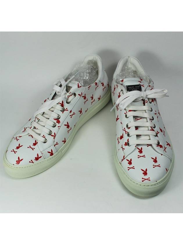 Men's Playboy Collaboration Low Top Sneakers White Red A18S MSC1831 PLE075N - PHILIPP PLEIN - BALAAN 1