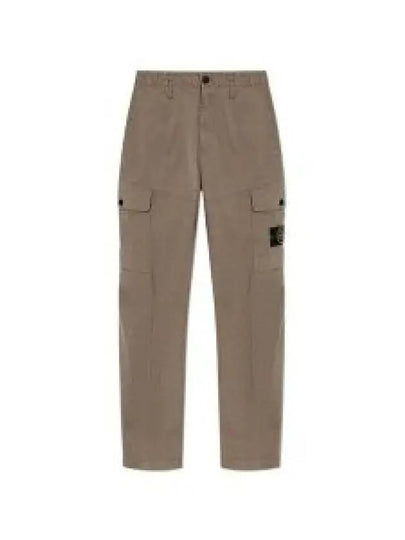 33908 Organic Cotton Satin Stretch Cargo Straight Pants Brown - STONE ISLAND - BALAAN 2