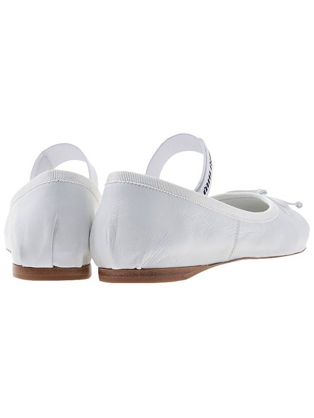 Women's Logo Strap Leather Ballerina White - MIU MIU - BALAAN.