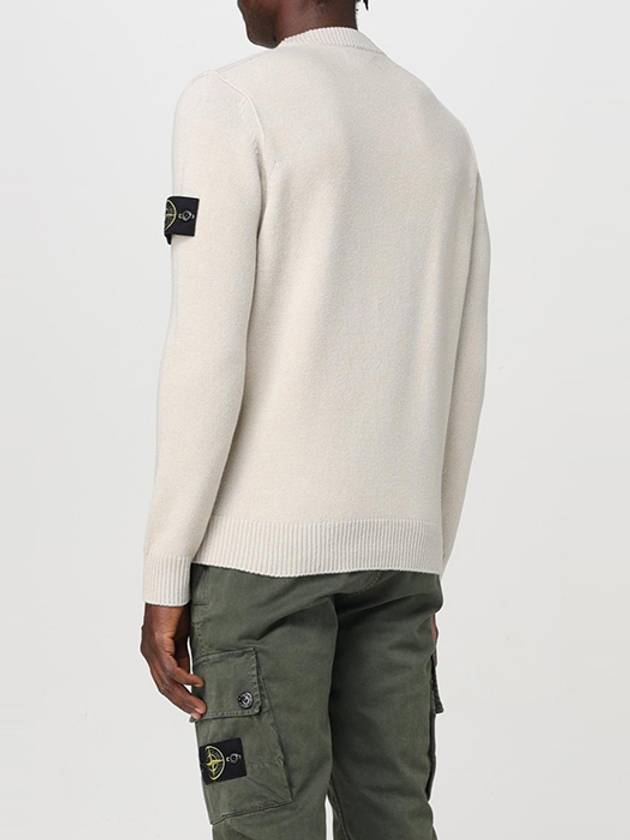 Logo Patch Lambswool Crewneck Knit Top Beige - STONE ISLAND - BALAAN 5