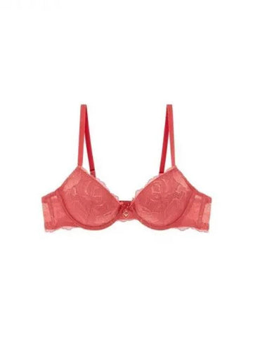 UNDERWEAR Women s Flower Lace Padded Push up Bra Light Red 270200 - EMPORIO ARMANI - BALAAN 1