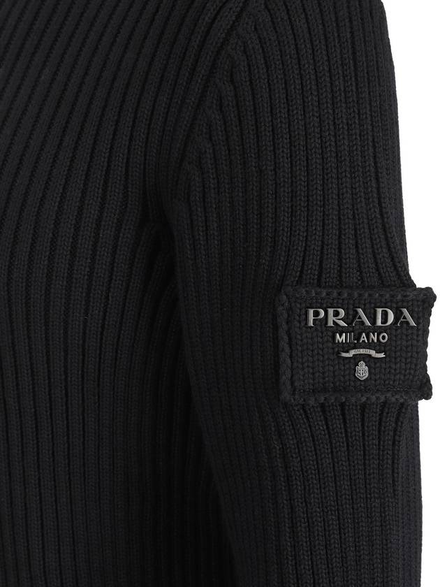 knit zip up jacket black - PRADA - BALAAN 4