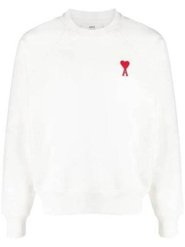 Heart Logo Cotton Sweatshirt White - AMI - BALAAN 1