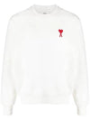 Heart Logo Cotton Sweatshirt White - AMI - BALAAN 1