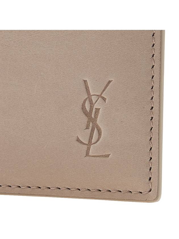 Cassandre Debossed Logo Leather Card Wallet Beige - SAINT LAURENT - BALAAN 7