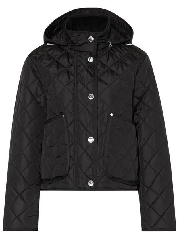 Diamond Quilted Crop Hoodie Jacket Black - BURBERRY - BALAAN 2