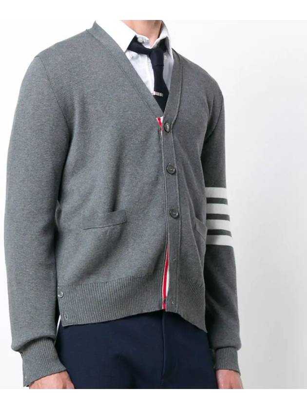 Milano Stitch 4-Bar Cardigan Medium Grey - THOM BROWNE - BALAAN 4