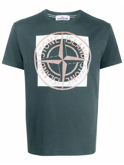 Compass Logo Printing Short Sleeve T-Shirt Blue - STONE ISLAND - BALAAN 2