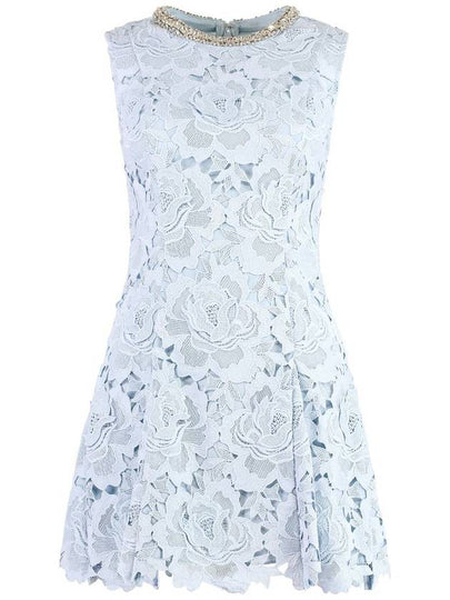 Flower Lace Mini Dress Light Blue - SELF PORTRAIT - BALAAN 2