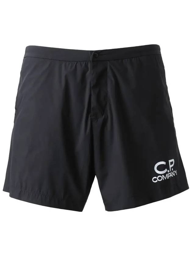 Costume Logo Swim Shorts Black - CP COMPANY - BALAAN.