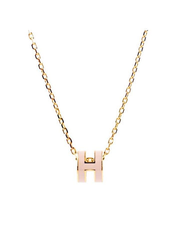 Mini Pop H Pendant Necklace Gold Rose Dragee - HERMES - BALAAN 1