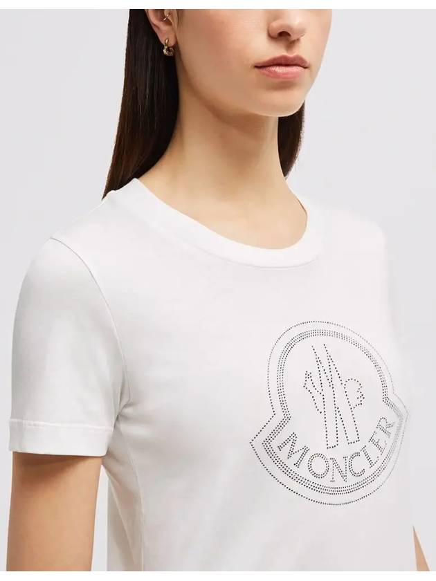 Crystal Logo Short Sleeve T-Shirt Off White - MONCLER - BALAAN 5