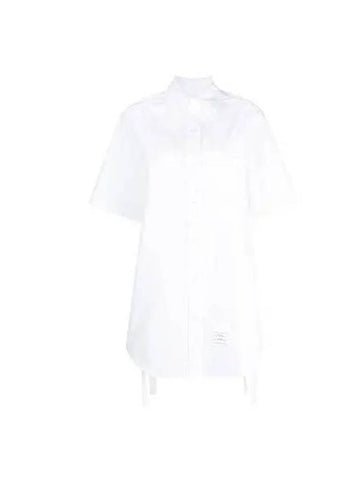 Women s Logo Label Cotton Shirt One Piece White FDSD91A F0184 - THOM BROWNE - BALAAN 1