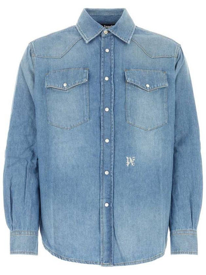 Denim Shirt Light Blue PMYD019E23DEN0014003 - PALM ANGELS - BALAAN 2