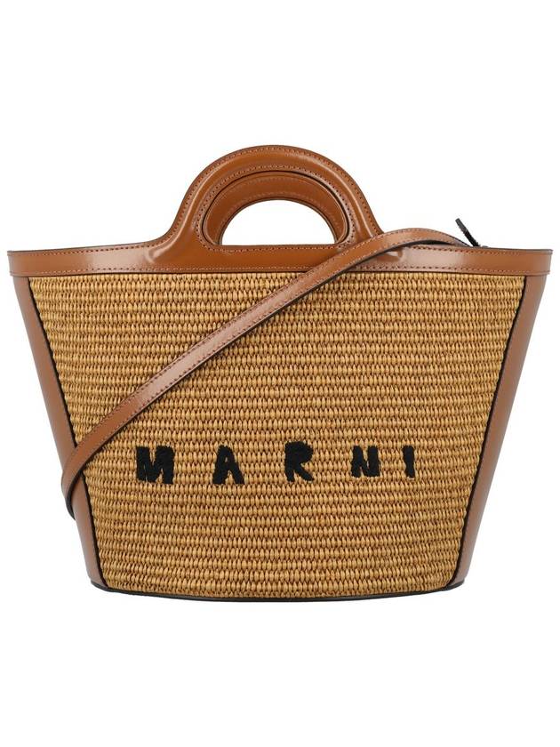 Leather Raffia Tropicalia Tote Bag Rosiena - MARNI - BALAAN 2