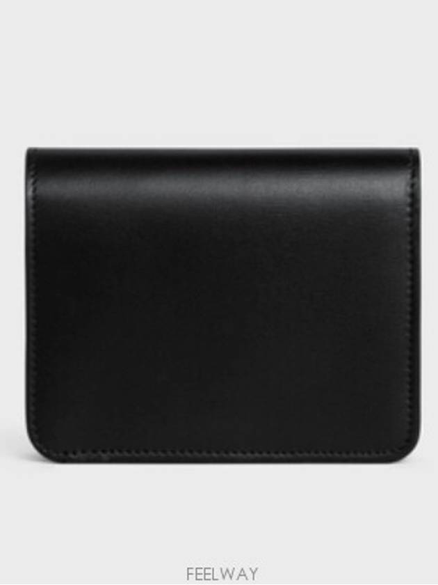 Triomphe Compact Shiny Calfskin Half Wallet Black - CELINE - BALAAN 5