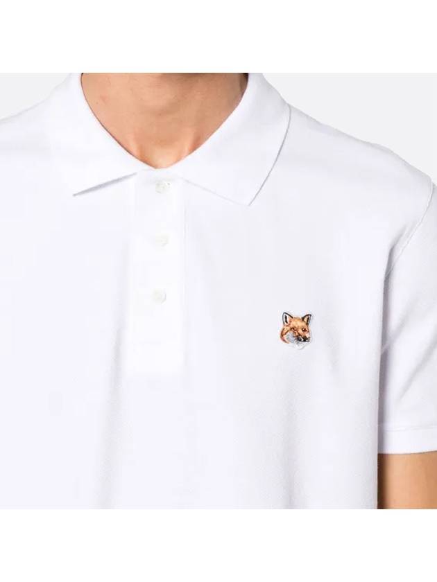 Fox Head Patch Cotton Polo Shirt White - MAISON KITSUNE - BALAAN 3