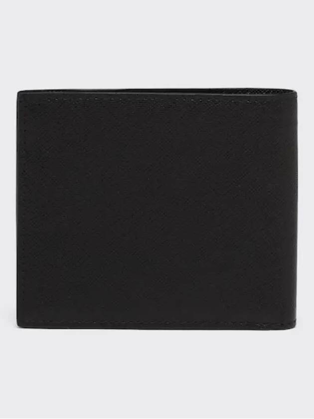 Saffiano Leather Half Wallet Black - PRADA - BALAAN 3