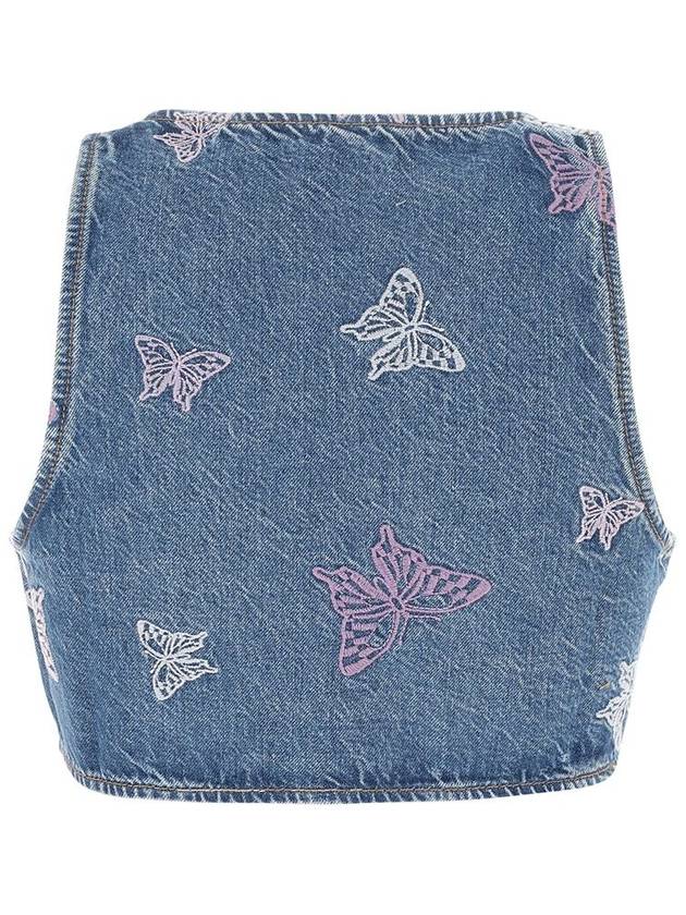 23 ss butterfly denim crop top J1180 630 B0230269608 - GANNI - BALAAN 3