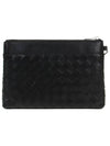 Intrecciato Prism Leather Clutch Black - BOTTEGA VENETA - BALAAN 4