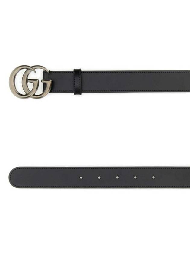 GG Marmont Thin Leather Belt Black - GUCCI - BALAAN 3