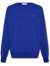 Embroidered Logo Garment Dyed Cotton Sweatshirt Blue - STONE ISLAND - BALAAN 6