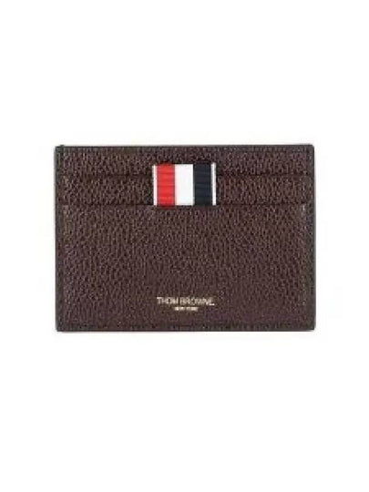 Stripe Note Compartment Pebble Grain Leather Card Wallet Dark Brown - THOM BROWNE - BALAAN 2